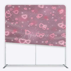 Aperturee - Aperturee Tension Fabric Backdrop Pink Neon Hearts Valentine Day Love Photography Prop