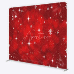 Aperturee - Aperturee Tension Fabric Backdrop Red Christmas Snowflake Star Winter Holiday Glitter Bokeh Pillowcase Background Xmas Party