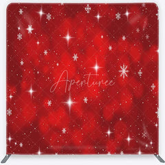 Aperturee - Aperturee Tension Fabric Backdrop Red Christmas Snowflake Star Winter Holiday Glitter Bokeh Pillowcase Background Xmas Party