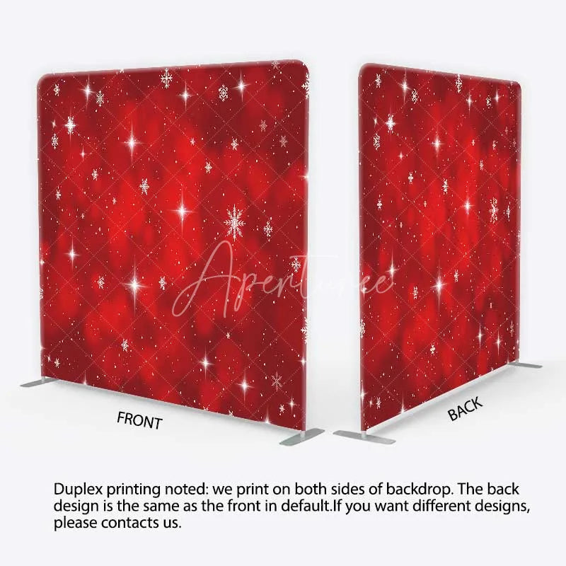 Aperturee - Aperturee Tension Fabric Backdrop Red Christmas Snowflake Star Winter Holiday Glitter Bokeh Pillowcase Background Xmas Party