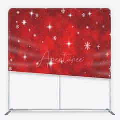 Aperturee - Aperturee Tension Fabric Backdrop Red Christmas Snowflake Star Winter Holiday Glitter Bokeh Pillowcase Background Xmas Party