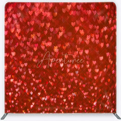 Aperturee - Aperturee Tension Fabric Backdrop Red Heart Bokeh Glitter Romantic Valentine Love Pillowcase Background Wedding Anniversary