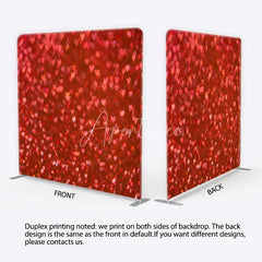 Aperturee - Aperturee Tension Fabric Backdrop Red Heart Bokeh Glitter Romantic Valentine Love Pillowcase Background Wedding Anniversary