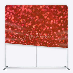 Aperturee - Aperturee Tension Fabric Backdrop Red Heart Bokeh Glitter Romantic Valentine Love Pillowcase Background Wedding Anniversary