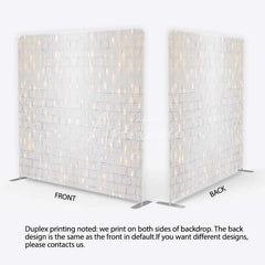 Aperturee - Aperturee Tension Fabric Backdrop White Brick Wall String Lights Rustic Texture Fairy Light Pillowcase Background Wedding Party
