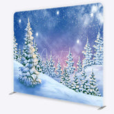 Aperturee - Aperturee Tension Fabric Backdrop Winter Snowy Pine Forest Blue Sky White Snow Tree Pillowcase Background Christmas Party Decor