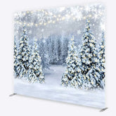 Aperturee - Aperturee Tension Fabric Backdrop Winter Wonderland Snow Forest Christmas Tree Decor