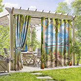 Aperturee - Aperturee Terrace Lake View Waterproof Printed Outdoor Curtains