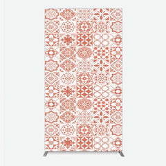 Aperturee - Aperturee Terracotta and White Moroccan Tile Pattern Rectangle Backdrop Rustic Boho Wedding Party Decor
