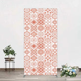 Aperturee - Aperturee Terracotta and White Moroccan Tile Pattern Rectangle Backdrop Rustic Boho Wedding Party Decor