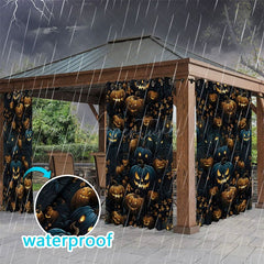 Aperturee - Aperturee Terrify Pumpkin Waterproof Printed Outdoor Curtains