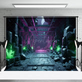 Aperturee - Aperturee Terror Stone Road Retro Holiday Halloween Backdrop