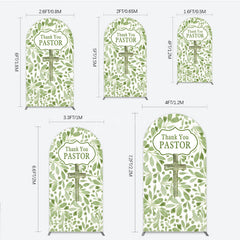 Aperturee - Aperturee Thank You Pastor Arch Backdrop Greenery Christian Cross Theme Church Appreciation Day and Holiday Event Decor