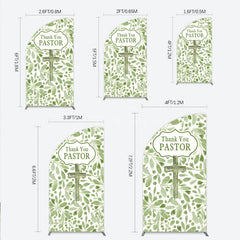 Aperturee - Aperturee Thank You Pastor Half Moon Arch Backdrop Greenery Christian Cross Theme Church Appreciation Day and Holiday Event