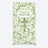 Aperturee - Aperturee Thank You Pastor Rectangle Backdrop Greenery Christian Cross Theme Church Appreciation Day and Holiday Event Decor