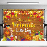 Aperturee - Aperturee Thankful for Friends Backdrop Thanksgiving Feast Wood Party Photography Background