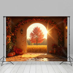 Aperturee - Aperturee Thanksgiving Vibe Sunlight Maple Tree Autumn Backdrop
