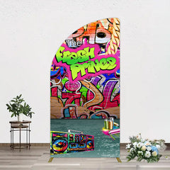 Aperturee - Aperturee The Fresh Prince Retro Graffiti Birthday Half Moon Arch Backdrop