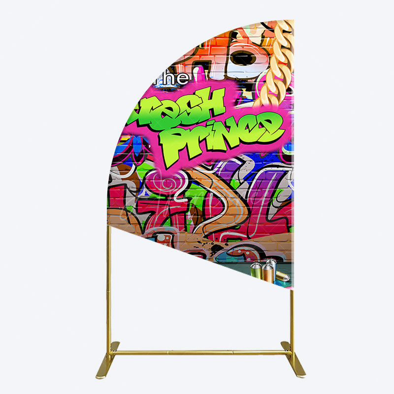 Aperturee - Aperturee The Fresh Prince Retro Graffiti Birthday Half Moon Arch Backdrop