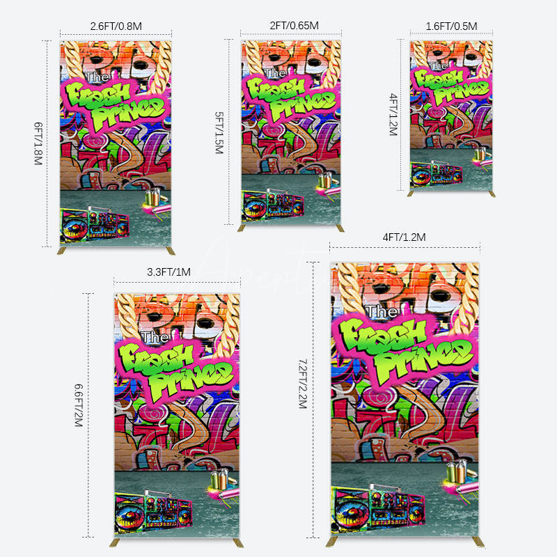 Aperturee - Aperturee The Fresh Prince Retro Graffiti Birthday Rectangle Backdrop