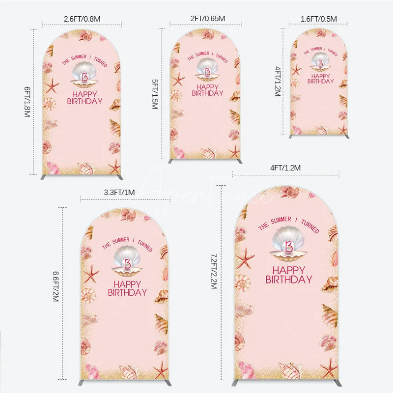 Aperturee - Aperturee The Summer I Turned 13 Arch Backdrop for Birthday Beach and Seashell Theme Under the Sea Party Photo Booth