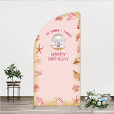 Aperturee - Aperturee The Summer I Turned 13 Half Moon Arch Backdrop for Birthday Beach and Seashell Theme Under the Sea Party Photo Booth