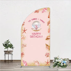 Aperturee - Aperturee The Summer I Turned 13 Half Moon Arch Backdrop for Birthday Beach and Seashell Theme Under the Sea Party Photo Booth