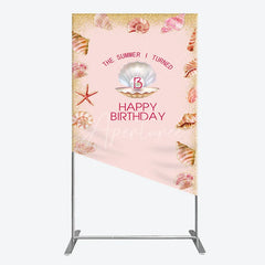 Aperturee - Aperturee The Summer I Turned 13 Rectangle Backdrop for Birthday Beach and Seashell Theme Under the Sea Party Photo Booth