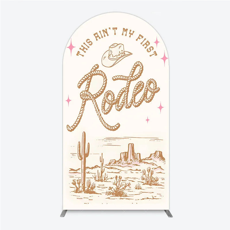 Aperturee - Aperturee This Ain’t My First Rodeo Arch Backdrop Western Cowboy Themed Birthday Desert Cactus Party Photo Booth Decor