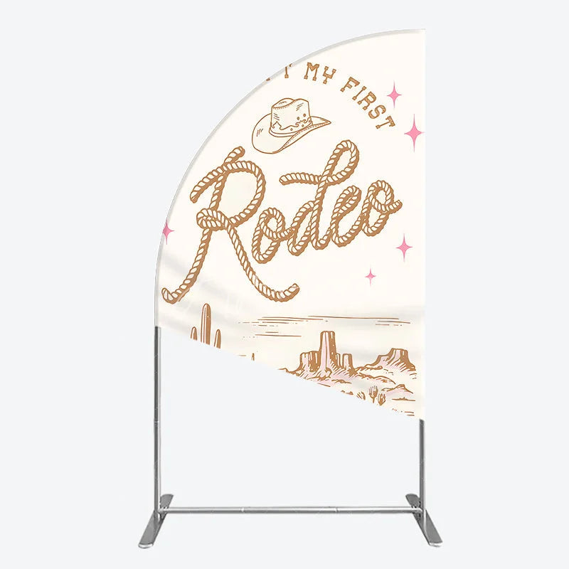 Aperturee - Aperturee This Ain’t My First Rodeo Half Moon Arch Backdrop Western Cowboy Themed Birthday Desert Cactus Party Photo Booth Decor