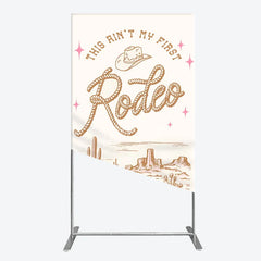 Aperturee - Aperturee This Ain’t My First Rodeo Rectangle Backdrop Western Cowboy Themed Birthday Desert Cactus Party Photo Booth Decor