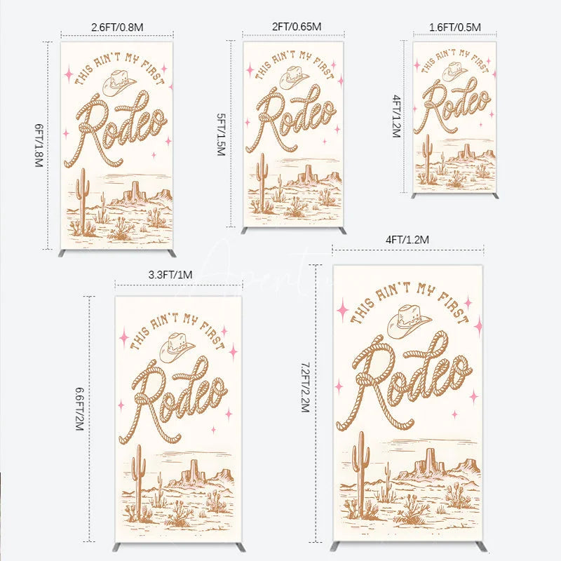 Aperturee - Aperturee This Ain’t My First Rodeo Rectangle Backdrop Western Cowboy Themed Birthday Desert Cactus Party Photo Booth Decor