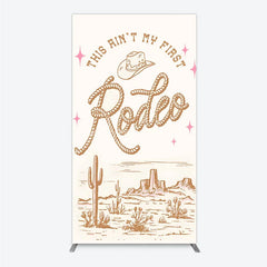 Aperturee - Aperturee This Ain’t My First Rodeo Rectangle Backdrop Western Cowboy Themed Birthday Desert Cactus Party Photo Booth Decor