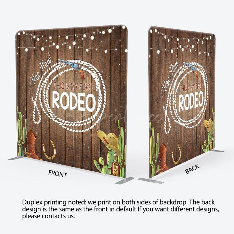 Aperturee - Aperturee This Is My First Rodeo Fabric Backdrop Cover for Birthday