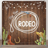 Aperturee - Aperturee This Is My First Rodeo Fabric Backdrop Cover for Birthday