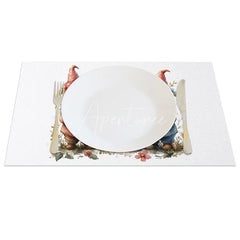 Aperturee - Aperturee Three Gnomes Holding Hearts Set of 4 Placemats Best Friends Valentine Decoration Cute Trio Table Mat