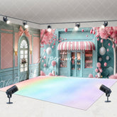 Aperturee - Aperturee Tiffany Green Pink Store Rainbow Floor Room Set Backdrop