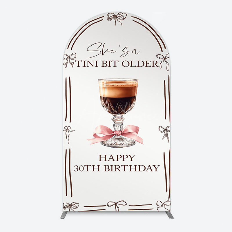 Aperturee - Aperturee Tini Bit Older Coffee Bow 30th Birthday Arch Backdrop