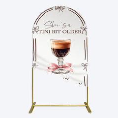 Aperturee - Aperturee Tini Bit Older Coffee Bow 30th Birthday Arch Backdrop