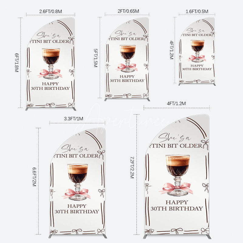 Aperturee - Aperturee Tini Bit Older Coffee Bow 30th Birthday Half Moon Arch Backdrop