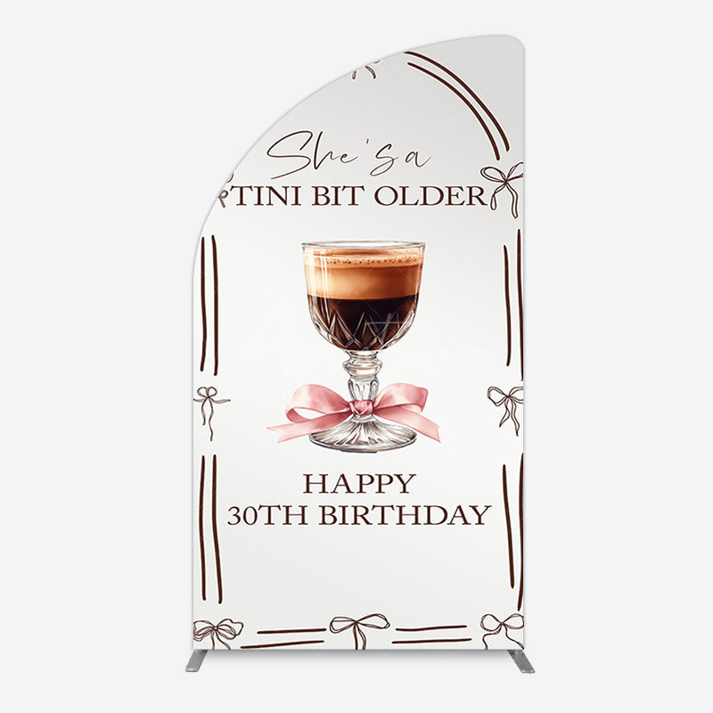 Aperturee - Aperturee Tini Bit Older Coffee Bow 30th Birthday Half Moon Arch Backdrop