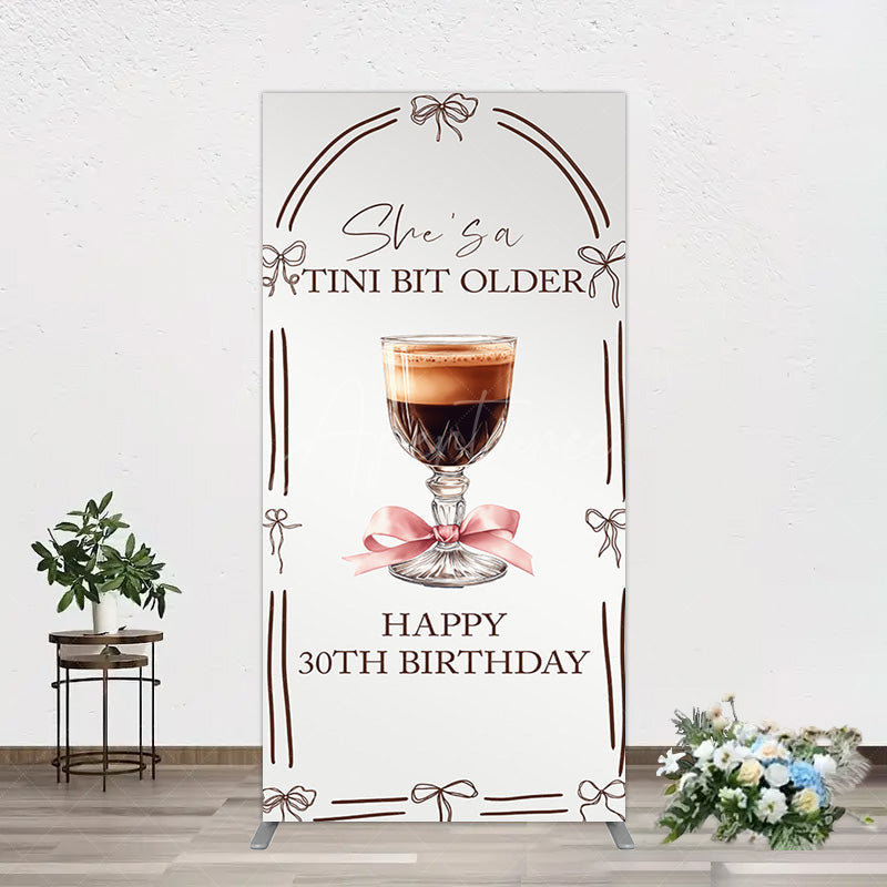 Aperturee - Aperturee Tini Bit Older Coffee Bow 30th Birthday Rectangle Backdrop