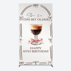 Aperturee - Aperturee Tini Bit Older Coffee Bow 30th Birthday Rectangle Backdrop