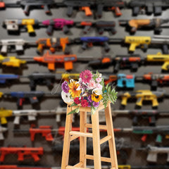 Aperturee Aperturee Toy Blaster Wall Cake Smash Backdrop Fun Birthday Party Photo Prop for Boys Colorful Blaster Collection Decor