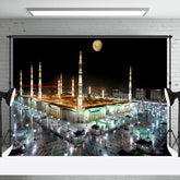Aperturee - Aperturee Tranquil Nighttime Mosque Moonlit Glows Backdrop