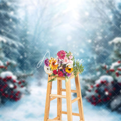 Aperturee - Aperturee Tranquil Winter Forest Snowcovered Pathway Backdrop