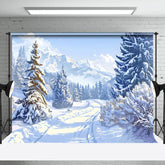 Aperturee - Aperturee Tranquil Winter Path With Snowy Tree White Backdrop