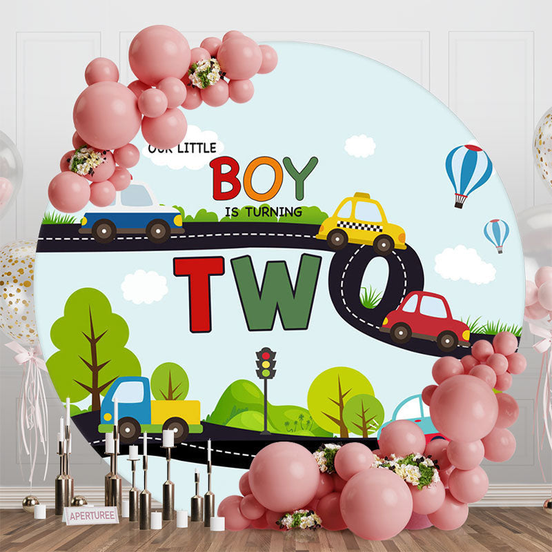 Aperturee - Aperturee Transportation Little Boy Round 2nd Birthday Backdrop