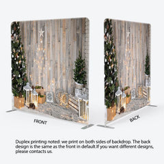 Aperturee - Aperturee Tree Shining Wood Christmas Tension Fabric Backdrop