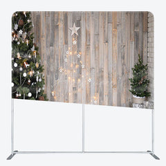 Aperturee - Aperturee Tree Shining Wood Christmas Tension Fabric Backdrop